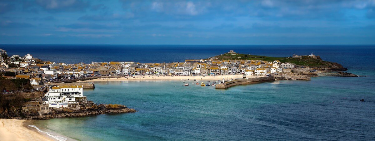 St Ives harbour and coastline